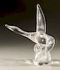Steuben glass waterbird, crystal figure, #8095, designed by Lloyd Atkins, signed on bottom.  ht. 10 1/2 in.  Condition: very goo...