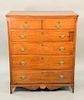 Virginia Federal mahogany tall chest, two over four drawer, flanked by line inlaid flat pilasters, set on short French feet, having...