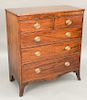 George III mahogany chest, two over three drawer, on French feet, 19th century.  ht. 42 1/2 in., wd. 37 3/4 in.