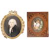 A PAIR OF MINIATURES: A LADY READING AND A GENTLEMAN. 19TH CENTURY.