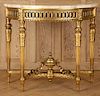 GILT WOOD FRENCH MARBLE TOP CONSOLE TABLE C.1900