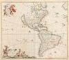 Wit, Frederick de. Novissima et Accuratissima Totius Americae Descriptio. Amsterdam, ca. 1678. Mapa grabado coloreado, 49 x 58 cm.