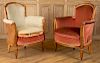 PR FRENCH ART DECO WALNUT UPHOLSTERED CLUB CHAIRS
