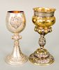 Two German silver chalices, one marked Stuttgart 1875 Maker Foehr, other marked Munich 1884 by Carl Weishaupt.  ht. 8 3/4 in. & ht...