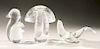 Three Steuben glass pieces to include large mushroom, squirrel, and a crystal seal, all signed: Steuben.  mushroom: ht. 7 3/4 in.,...