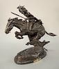 After Frederic Remington,  bronze on pedestal,  "Cheyenne",  singed on base: Frederic Remington,  ht. 19 in., lg. 22 in.