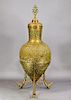 FINE Indo-Persian Amphora Form Brass Oil Lamp