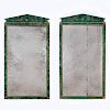 Pair Neo-Classical style faux malachite mirrors