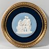 Wedgwood Solid Light Blue Jasper Plaque of Coriolanus with His Wife and Mother