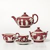 Four-piece Wedgwood Crimson Jasper Dip Tea Set