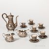 Three-piece A.G. Schultz Sterling Silver Coffee Service with Associated Baltimore Silver Co. Cups and Saucers