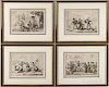 Four Engravings of Roman Genre Scenes After Bartolomeo Pinelli
