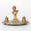 Gilt-bronze and Marble Figural Inkstand