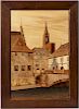 T.L. Spindler Marquetry Picture of the Pont du Corbeau in Strasbourg