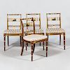 Set of Four Regency Grain Painted and Parcel-Gilt Side Chairs