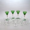 Set of Four Green Venetian Wine Glasses and Baccarat Stemware