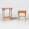 Chinese Bamboo Side Table and a Small Fruitwood Side Table