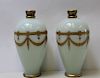 Pair of Gilt Decorated Opaline Glass Vases Lamps.