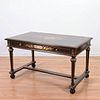 Northern Italian copper, pewter inlaid library table