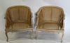 Pair of Bleached Louis XV Style Caned Arm Chairs.