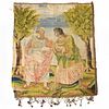 Italian Baroque embroidered silk pictorial tapestry
