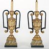 Pair Italian Neo-Classical painted wood urn lamps