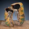 Mescalero Apache Beaded and Painted Hide Moccasins