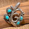 Navajo Sand-Cast Silver and Turquoise Pendant