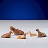 Alaskan Eskimo Carved Fossilized Walrus Ivory Birds, From the Collection of Thomas Amble, Minnesota