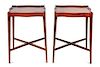* A Pair of Chippendale Style Walnut End Tables Height 24 1/2 x width 17 x depth 17 inches.