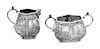 * A Dutch Silver Creamer and Sugar Set, , each decorated with nautical scenes.