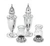 A Group of Four American Silver Salt Shakers, Mermod Jaccard King and Newport Sterling, the Newport shakers with glass tops and