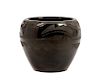 * A San Ildefonss Blackware Pottery Jar Height 4 1/2 x diameter 5 1/4 inches.