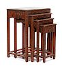 A Set of Four Nesting Tables Height of largest 25 3/4 x width 19 1/2 x depth 14 inches.