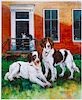 * Two Works of Art depicting Brittany Spaniels Larger: 20 x 16 1/2 inches.