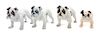 * A Group of Four Porcelain Bulldogs Width of widest 7 1/2 inches.