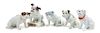 * A Group of Five Porcelain Bulldogs Height of tallest 7 1/2 inches.