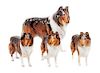 * A Group of Four Royal Doulton Porcelain Collies Width of widest 10 1/2 inches.