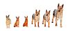 * A Group of Six Porcelain German Shepherds Width of widest 8 inches.
