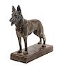 * A Bronze German Shepherd Sculpture Height 9 5/8 x width 11 x depth 3 1/4 inches.