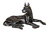 * A Large Bronze Great Dane Sculpture Height 25 x width 47 x depth 22 inches.