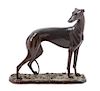 * A Bronze Greyhound Sculpture Height 10 3/4 x width 11 x depth 4 inches.