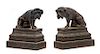 * A Pair of Painted Cast Iron Mastiff Doorstops Height 6 1/2 inches.