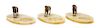 * Three Bronze and Marble Mastiff Ash Receivers Width 9 3/4 inches.