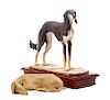 * Two Saluki Figures Width of wider 10 1/2 inches.