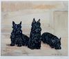 * Two Works of Art depicting Scottish Terriers Larger: 11 1/2 x 13 1/2 inches.