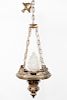 Empire Style Brass Chandelier w/Glass Flame Shade
