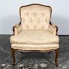 Tufted Louis XIV Style French Provincial Bergere