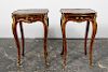 Pair, Louis XIV Style Marquetry Inlaid Side Tables