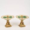 Pair German .800 silver gilt figural compotes